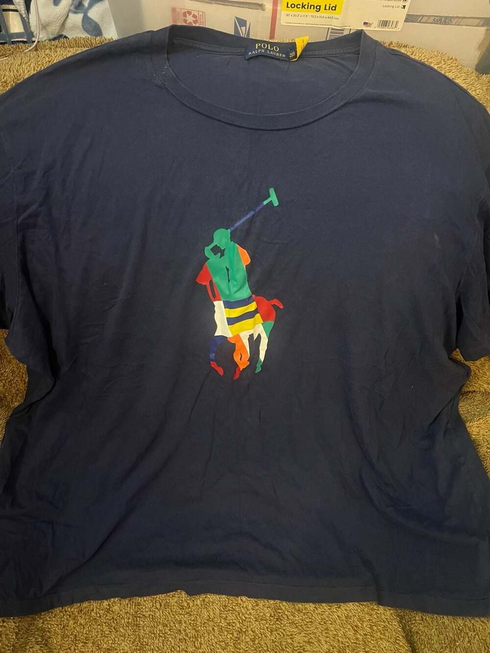 Polo Ralph Lauren Men's Navy Blue Multicolor Big Pony T-Shirt Size 3XB